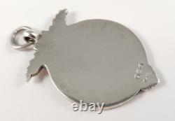 Antique Sterling Silver & Enamel Pocket Watch Fob Medal