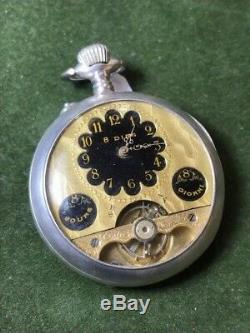 Antique Sterling Silver Hebdomas 8 Days With Enamel Pocket Watch