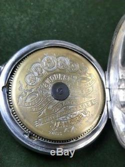 Antique Sterling Silver Hebdomas 8 Days With Enamel Pocket Watch