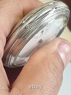 Antique Sterling Silver Pocket Watch 1900 ELGIN USA 15 Jewel works 52 Mm 100 Gra