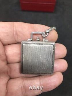 Antique Sterling Solid SILVER Traveling Pocket Watch With Albert? Snake Chain