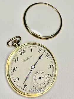 Antique Swiss 16s Open Face 15 Jewel Pocket Watch Gold Plated Full Working
