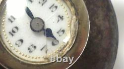 Antique Swiss Gun Metal Button Hole / Lapel Watch (Working) c1910