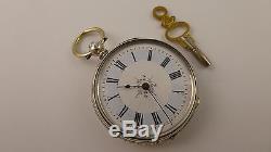 Antique Swiss Hallmarked Silver Pocket Watch With Blue Enamel Chapter Ring LAYBY