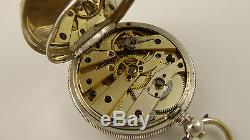 Antique Swiss Hallmarked Silver Pocket Watch With Blue Enamel Chapter Ring LAYBY