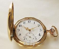 Antique Swiss Heavy Solid Gold 14K Full Hunter case pocket watch