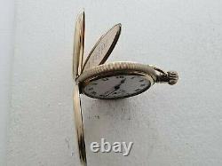 Antique Swiss Made 16s Gold Plated Half Hunter Pocket Watch SPARES/REPAIR 63