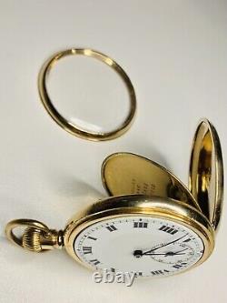 Antique Swiss Made 16s Open Face 15 Jewel Pocket Watch Gold Plated Full Working