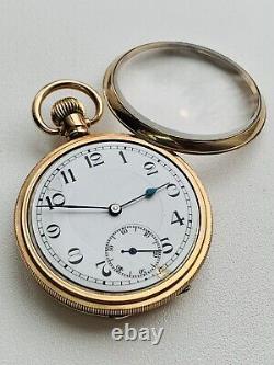 Antique Swiss Made 16s Pocket Watch Open Face 15jewel Gold Plated Full Working