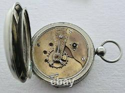 Antique Swiss Made Chrome 18s Pocket Watch Working Needs Service Rare