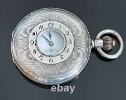 Antique Swiss Made Minreva Solid Silver Half Hunter Pocket Watch c. 1919