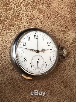 Antique Swiss Made Quarter Repeater Pocket Watch With A Chronograph Function