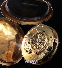 Antique Swiss Multi Gold Fusee Verge Pocket Watch Bonna Freres A. Geneve c. 1790