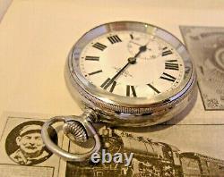 Antique Swiss Pocket Watch 1920s Kay's Railway Type 15 Jewel Big Chrome Case Fwo