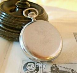 Antique Swiss Pocket Watch 1920s Kay's Railway Type 15 Jewel Big Chrome Case Fwo