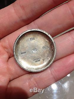 Antique Swiss Saca watch 15 jewel 800 silver enamel pocket Argent fob pendant