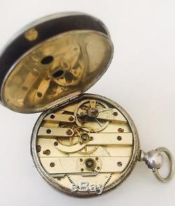 Antique Swiss Silver Pocket Watch Display Full Hunter Case