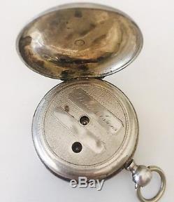 Antique Swiss Silver Pocket Watch Display Full Hunter Case