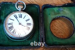 Antique Swiss Silver Pocket Watch Travel Case & Watch Henry Matthews Birmingham