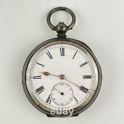 Antique Swiss Solid Silver Cased Pocket Watch 5cm