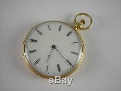 Antique Swiss made repeater key wind cylinder pocket watch. 18k gold, 48.5mm