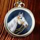 Antique Tavannes 0,935 Pure Silver Enamel Guilloche Horse Motif Pocket Watch