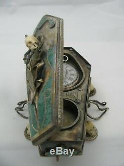 Antique Templar/Masonic Memento Mori Skull Zenith Pocket Watch Coffin Malachite