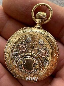 Antique Tiffany & Co. 18k Multi Color Gold Pocket Watch with Display Dust Cover