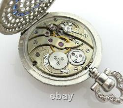 Antique Tiffany & Co. 6.50ct Diamond 0.75ct Sapphire Platinum Pocket Watch