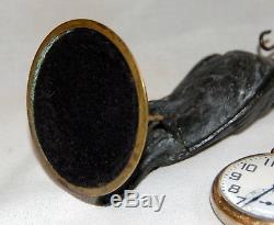 Antique Unusual Black Bird Pocket Watch Holder, Stand, Display Circa 1900, 1910