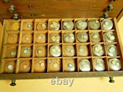 Antique VTF Crystal Cabinet with Huge Lot of glass pocket watch crystals French