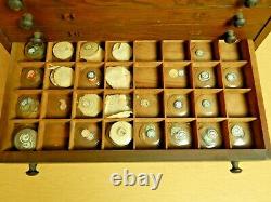 Antique VTF Crystal Cabinet with Huge Lot of glass pocket watch crystals French