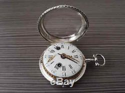 Antique Verge Fusee Alarm Silver Pocket Watch