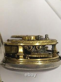 Antique Verge Fusee Pocket Watch Champleve Dial GOOD BALANCE Spares Or Repair