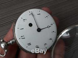Antique Verge Fusee Quarter Hour Repeater Silver Pocket Watch