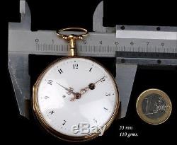 Antique Verge Fusee Solid 18K Gold Quarter Repeater Pocket Watch. France, 1850