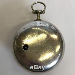 Antique Verge Solid Silver Cased Pocket Watch Issac King Of Salop Circa 1760