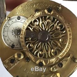 Antique Verge Solid Silver Consular Case J Baron A Longni Pocket Watch Working