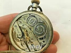 Antique Very Rare Swiss Moon Phase Double Calendar Day Date Pocket Watch Works