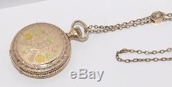 Antique Victorian 14kGF Double Hunter Elgin Pocket Watch withSlide chain &orig Box