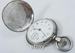 Antique Victorian 1879 Waltham Riverside Sterling Silver Pocket Fob Watch Works