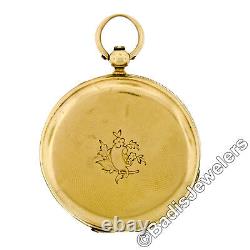 Antique Victorian 18k Gold F & A Meylan Openface Key Wind Pocket Watch ca. 1840s