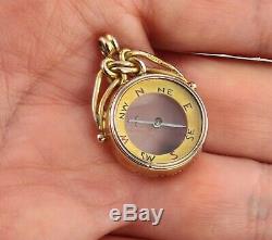 Antique Victorian 9Ct Gold Double Sided Compass Fob / Pendant c 1901
