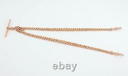 Antique Victorian 9Ct Rose Gold Graduated Double Albert Watch Chain 16 1/2'