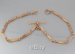 Antique Victorian 9Ct Rose Gold Trombone Link Double Albert Watch Chain 16 1/4'