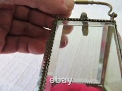 Antique Victorian Bevelled Glass & Gilt Metal Pocket Watch Holder