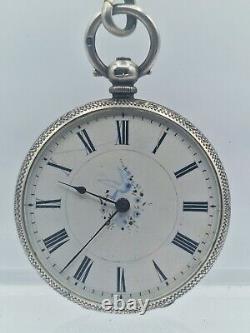 Antique Victorian JB & CO Solid Silver Cased C Mathey Ladies Pocket Watch 4cm