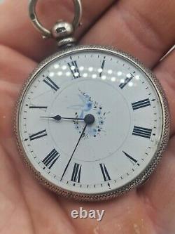 Antique Victorian JB & CO Solid Silver Cased C Mathey Ladies Pocket Watch 4cm