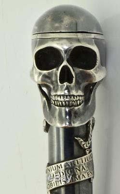 Antique Victorian Memento Mori Sterling Silver Doctor's SKULL Cane handle watch