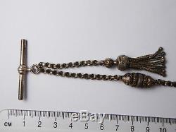 Antique Victorian Sterling Silver Albertina Watch Chain with Tassel